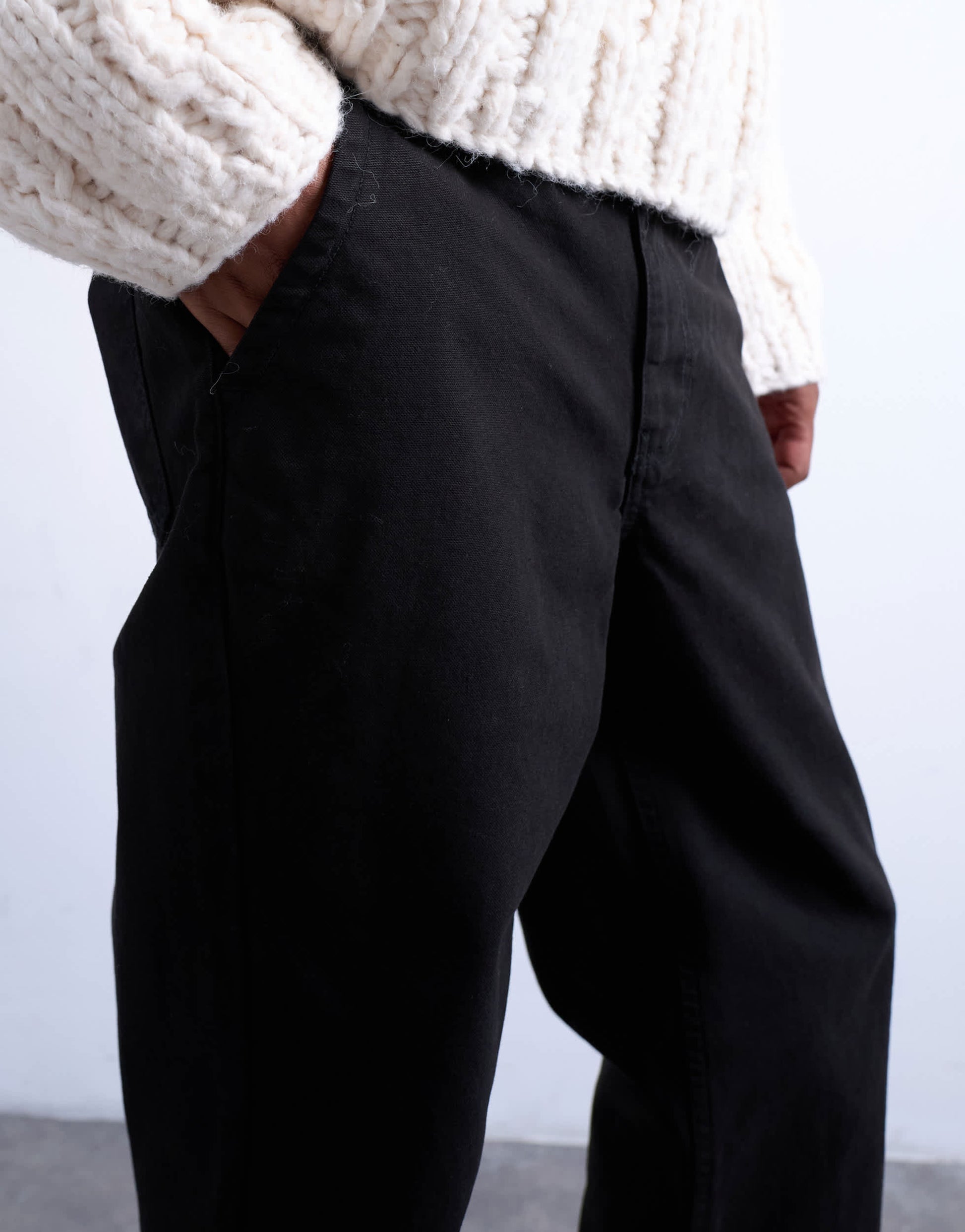 Topman straight fit canvas trouser in black