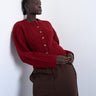 Topshop Strickjacke mit Zopfmuster und taillierter Passform in Burgunderrot