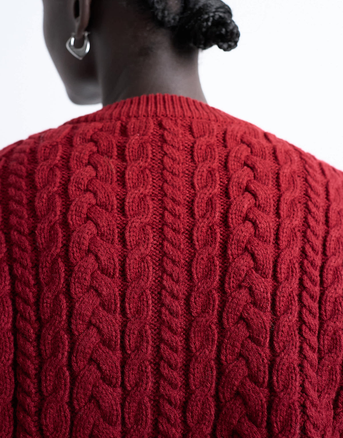 Topshop knitted cable fitted waist cardigan in burgundy