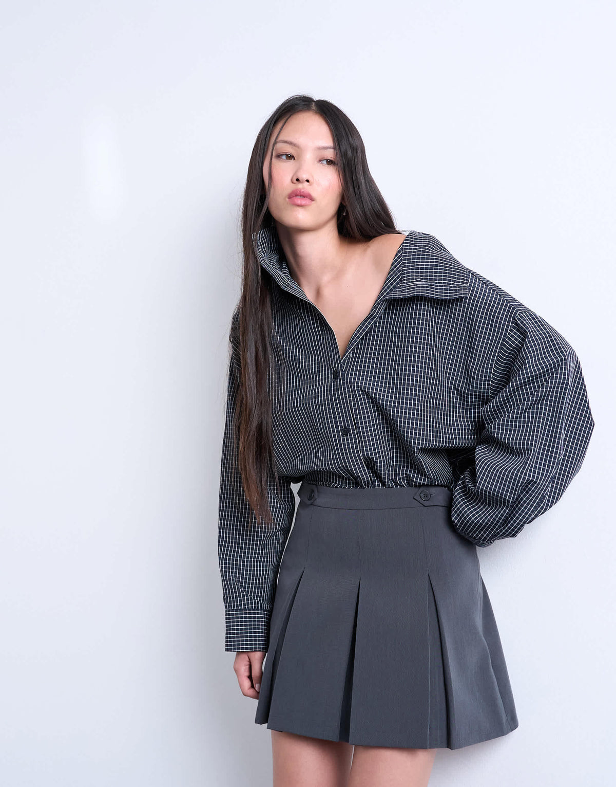 Topshop box pleat grey mini skirt