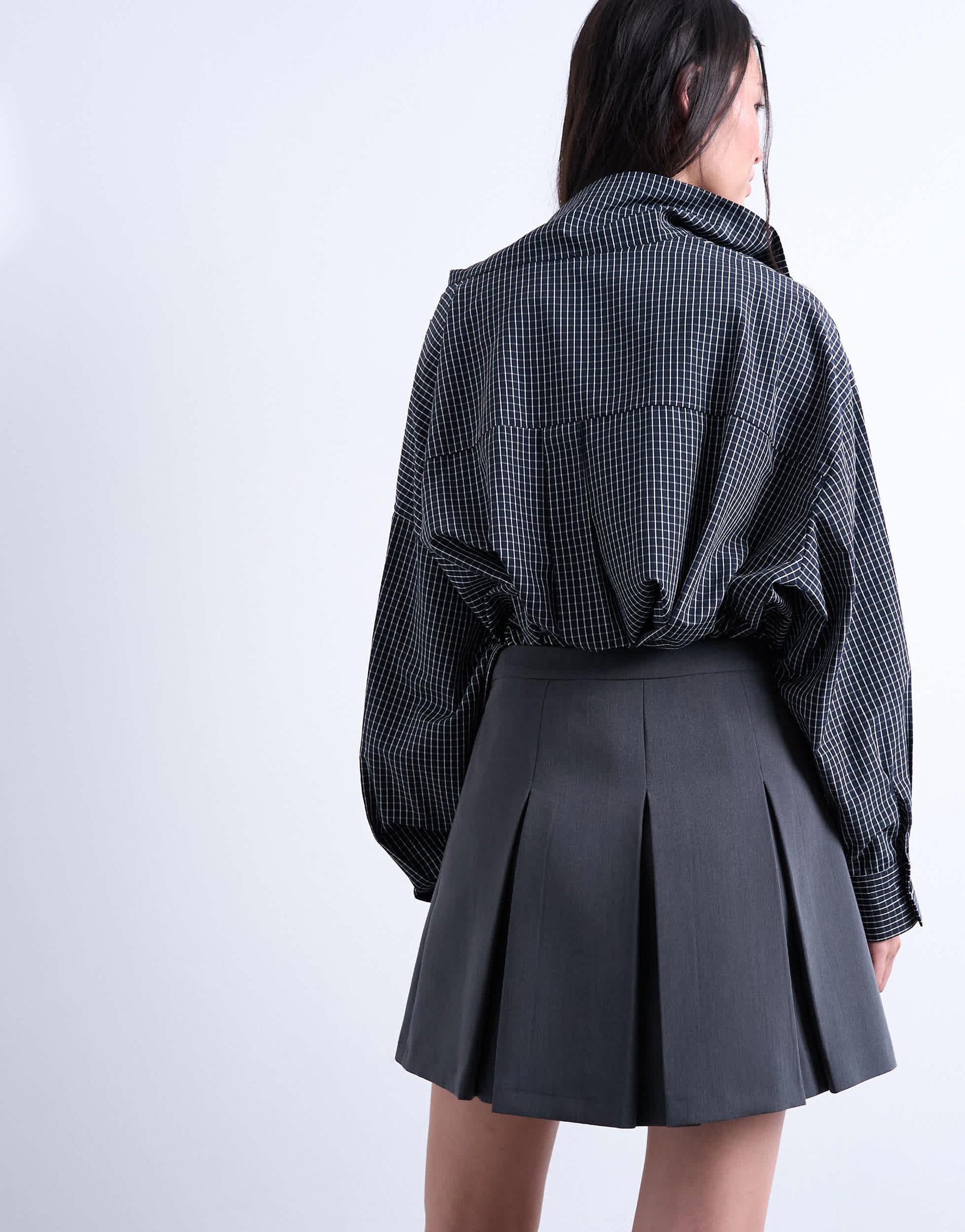 Topshop box pleat grey mini skirt