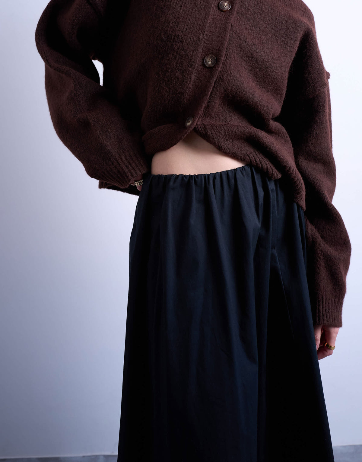 Topshop heavy twill full hem midi skirt in black