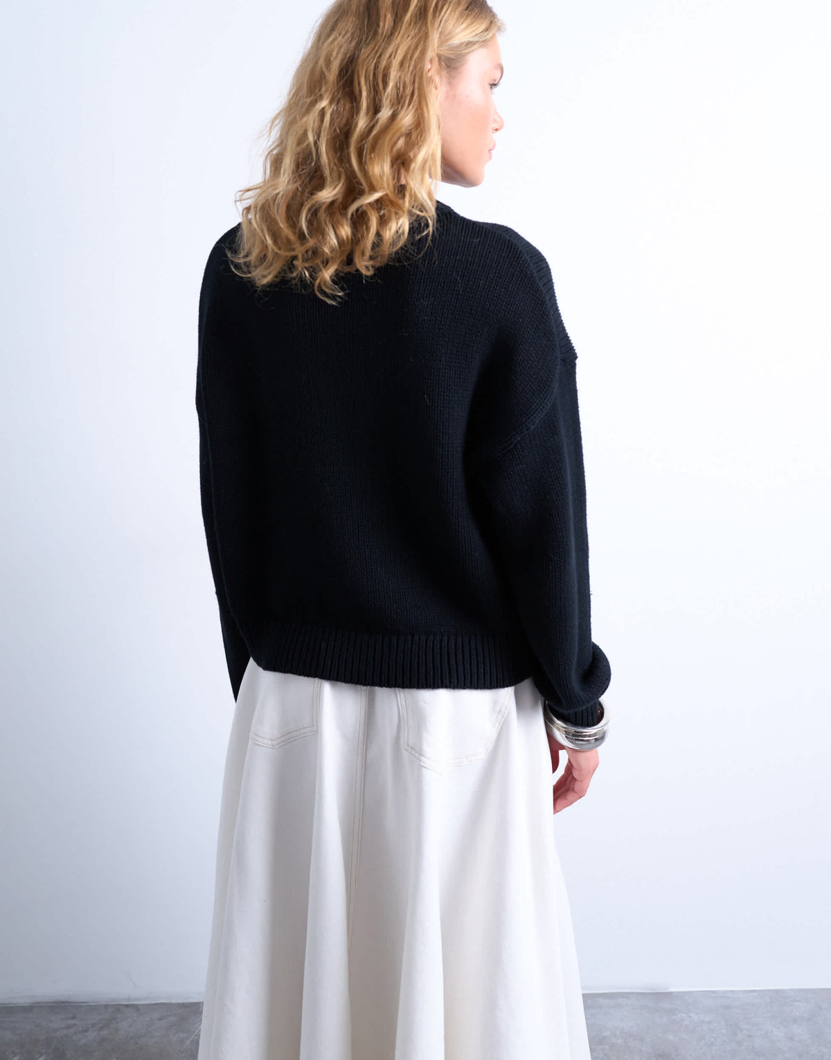 Topshop knitted embroidered floral jumper in mono