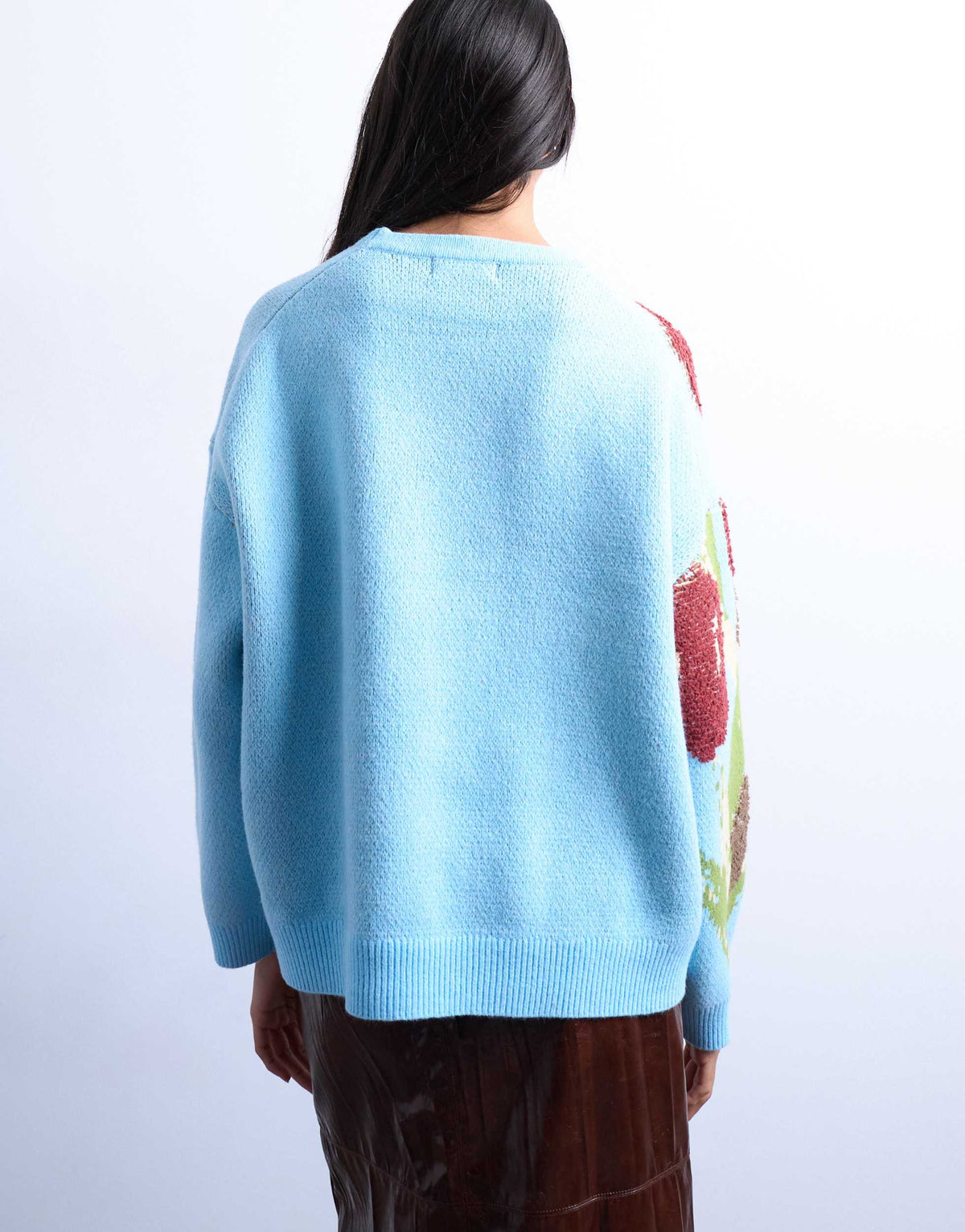 Topshop textured knitted tulip jumper in blue