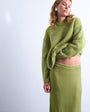 Topshop knitted premium alpaca crew neck boxy jumper in green
