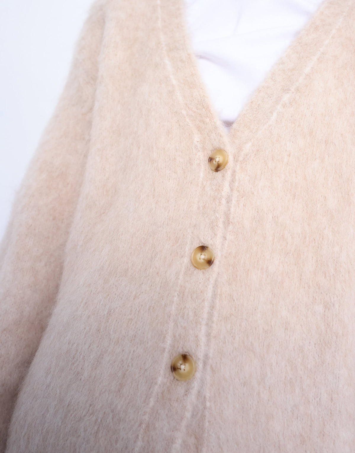 Topshop knitted premium alpaca cardigan in beige