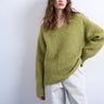 Topshop knitted premium alpaca  v neck jumper in avocado