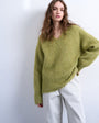 Topshop knitted premium alpaca  v neck jumper in avocado 