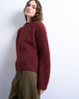 Topshop knitted premium alpaca crew neck boxy jumper in Burgundy