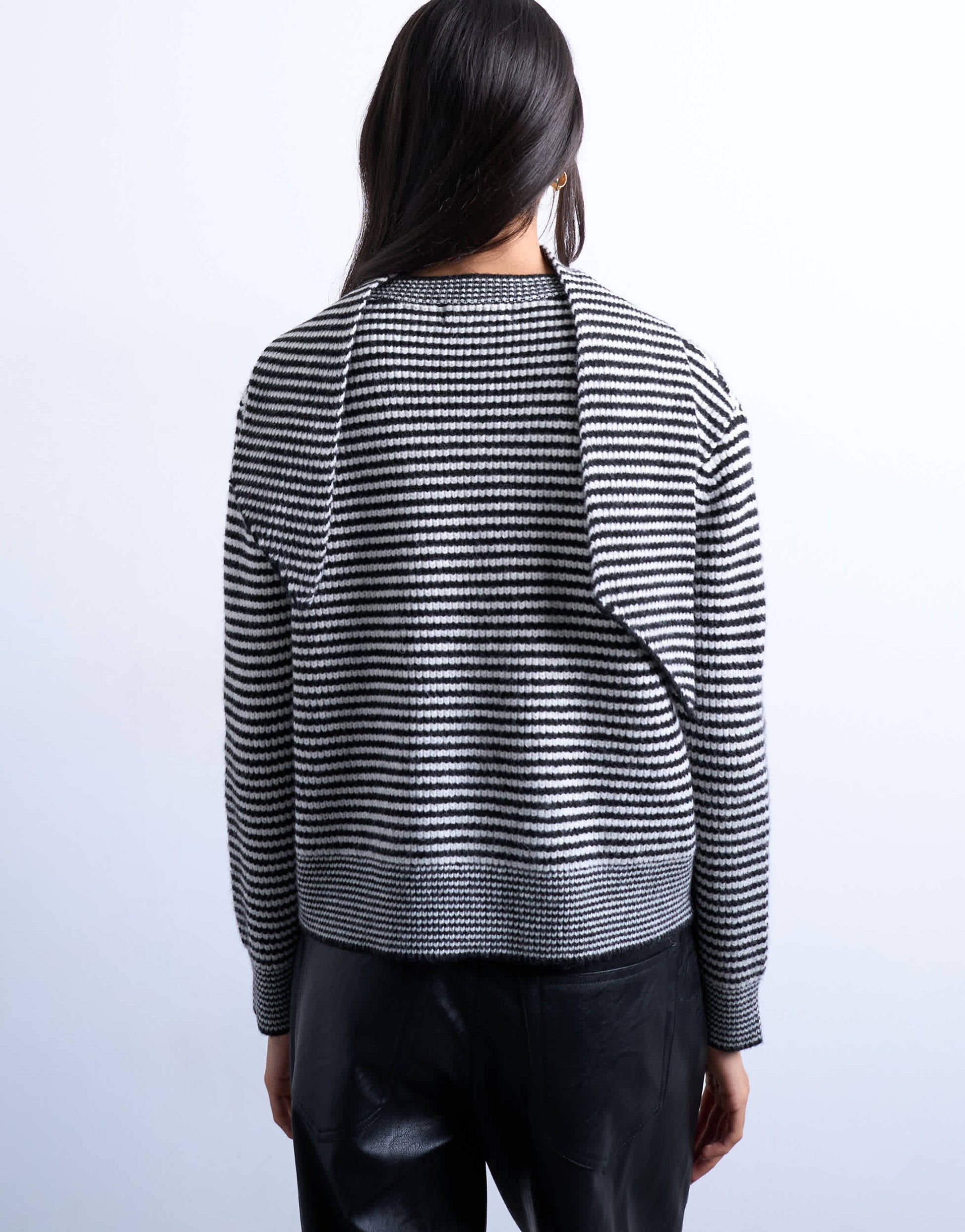Topshop knitted stripe cardigan and scarf in mono