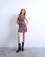 Topshop abstract animal print plisse mini dress in brown