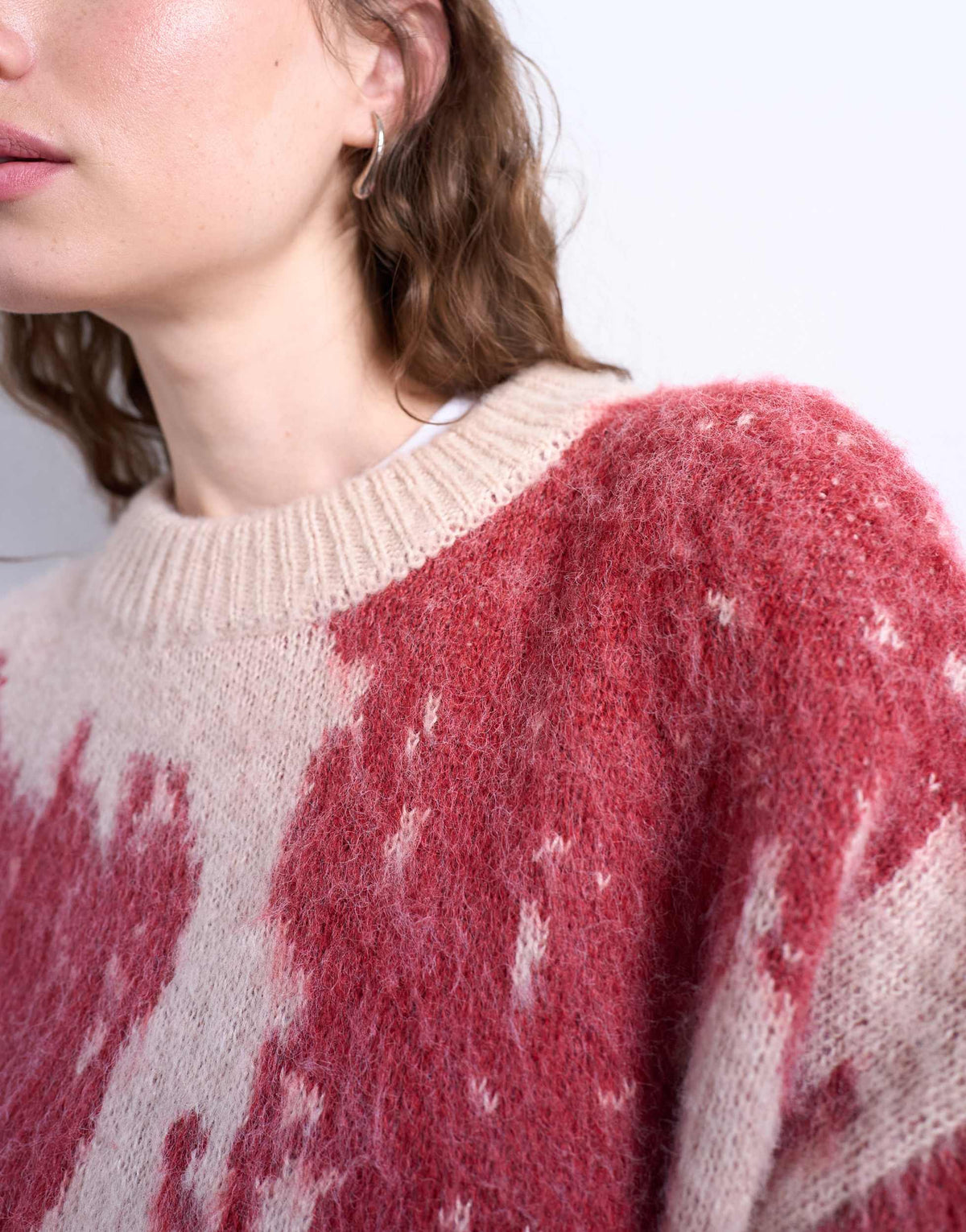 Topshop knitted blurred floral jumper in pink