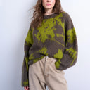 Topshop knitted blurred floral jumper in green