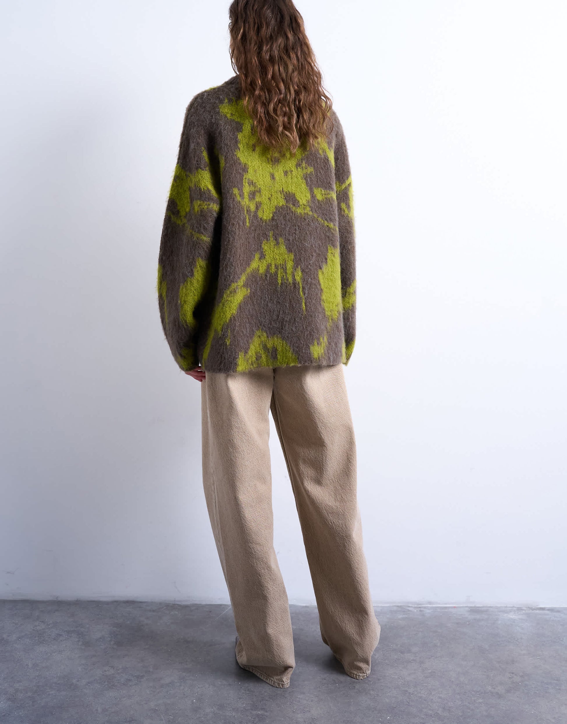 Topshop knitted blurred floral jumper in green