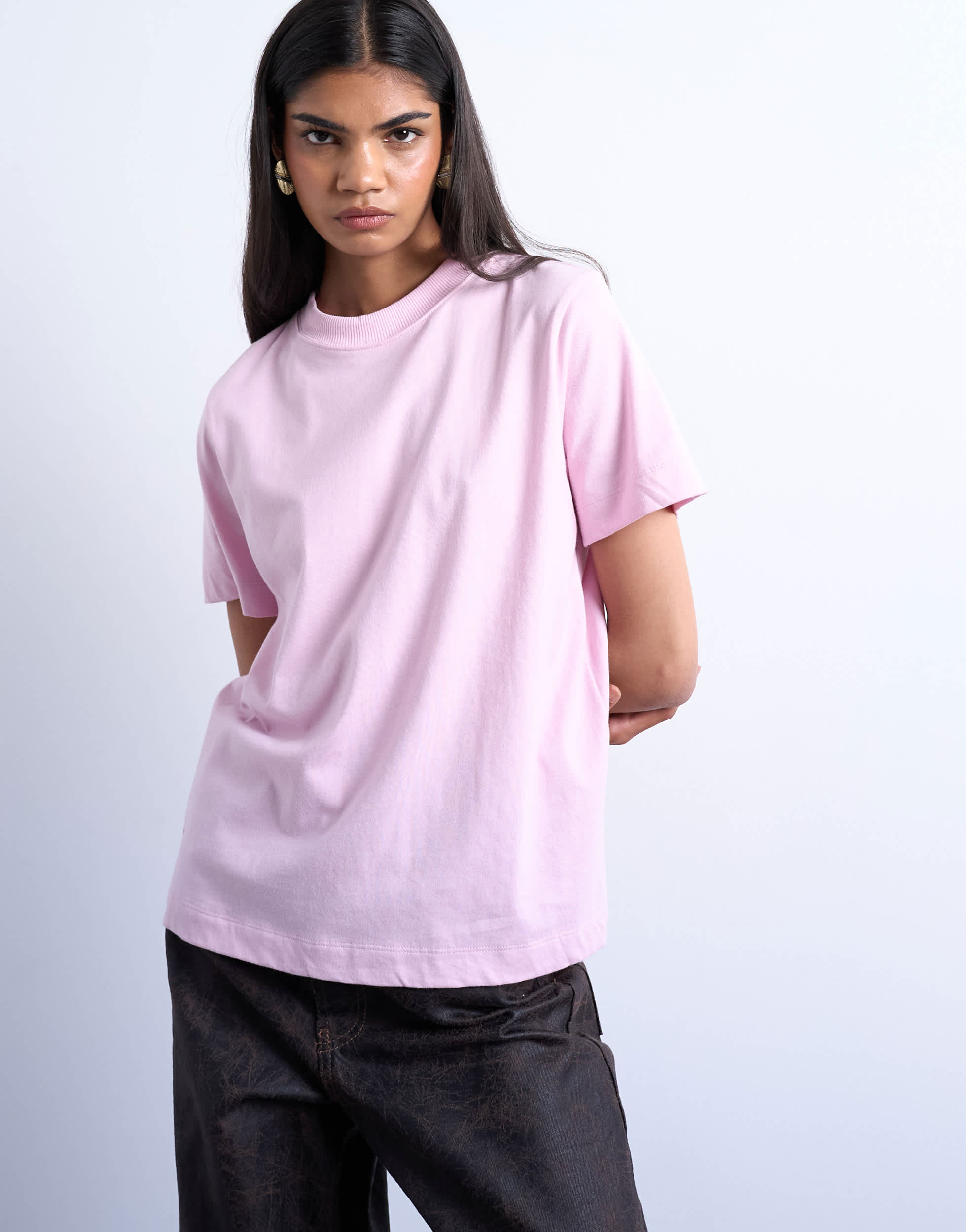 Topshop kastenförmiges T-Shirt in Rosa