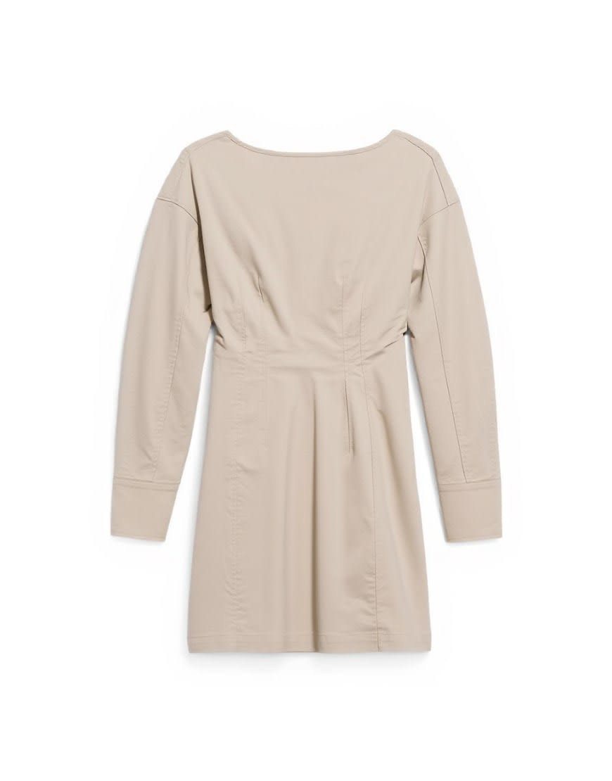 Topshop waisted ovoid sleeve slash neck mini dress in taupe