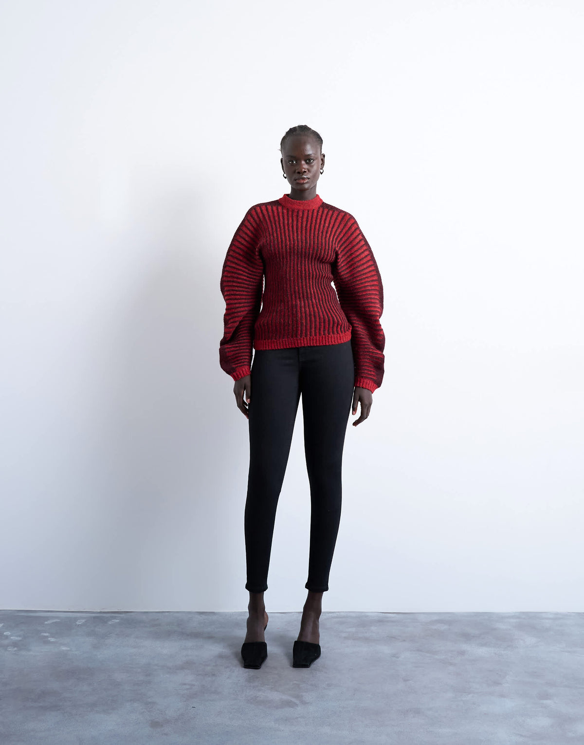 Topshop cocoon plated ribbed jumper in red