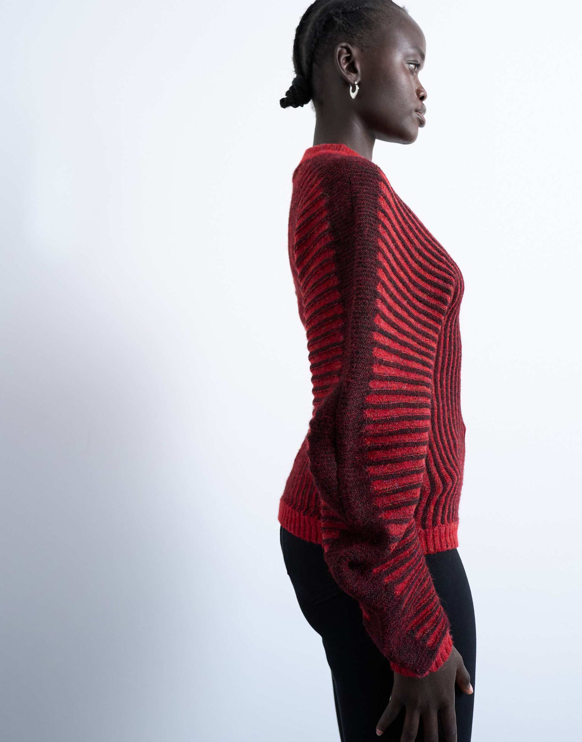 Topshop cocoon plated ribbed jumper in red