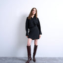 Topshop waisted micro mini shirt dress in black cupro