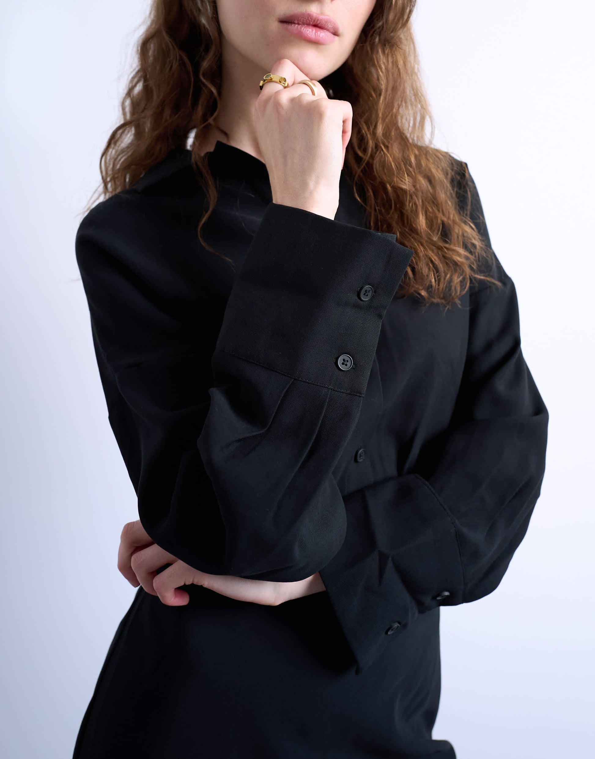 Topshop waisted micro mini shirt dress in black cupro