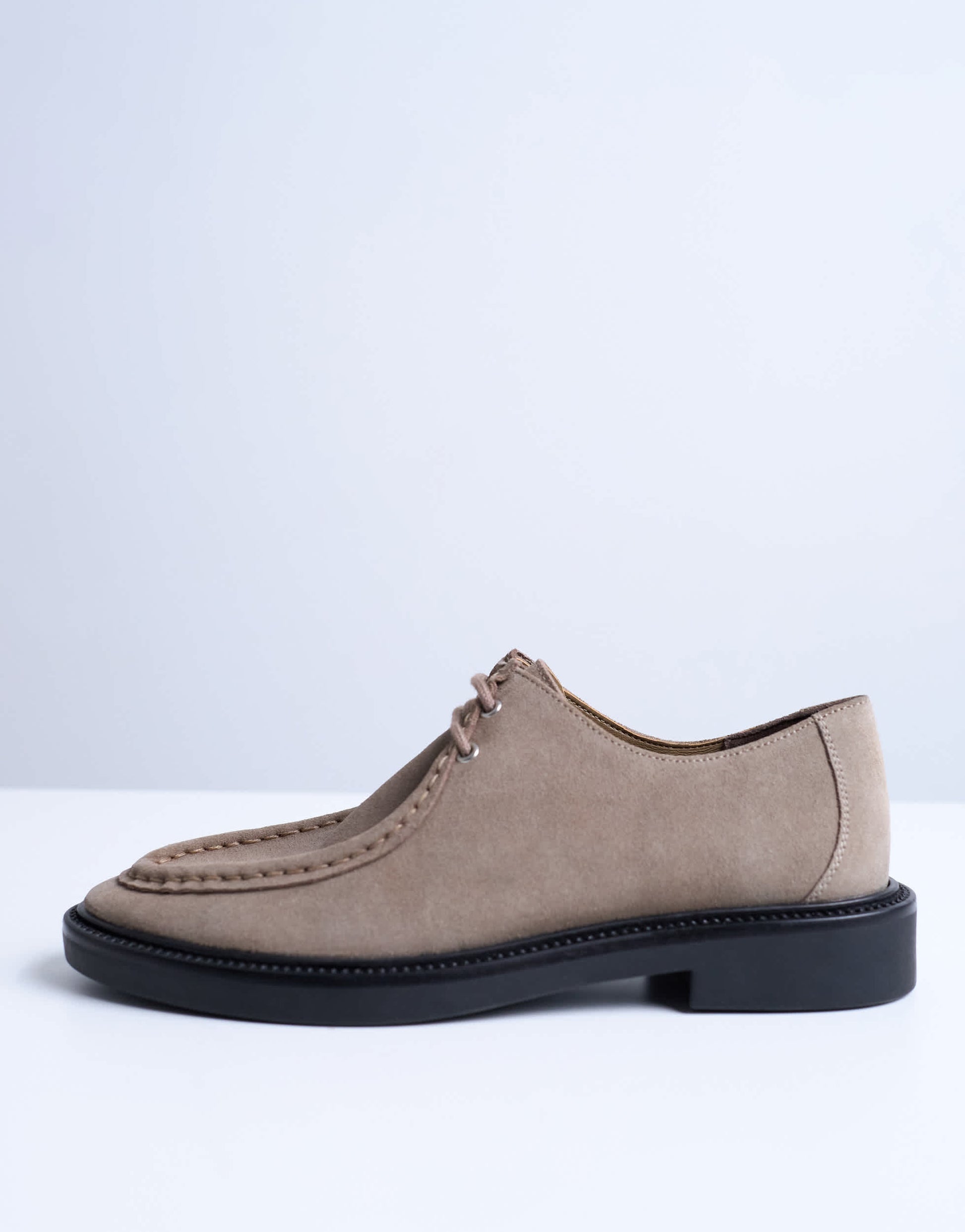 Topshop Banks real suede leather lace up shoe in taupe