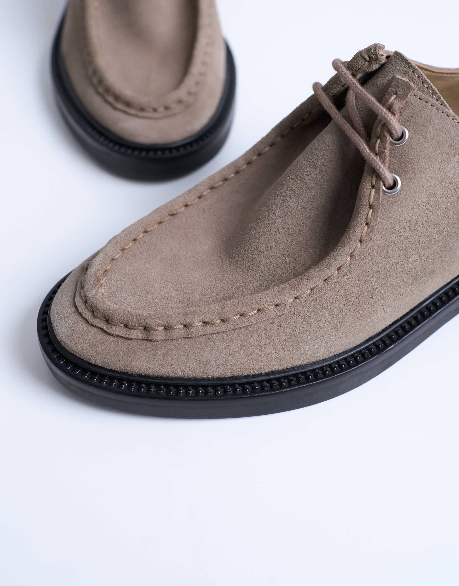 Topshop Banks real suede leather lace up shoe in taupe