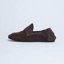 Mocassin Topshop Brooks en cuir suédé véritable couleur chocolat, à talon froncé