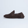 Topshop Brooks Loafer aus echtem Wildleder mit geraffter Ferse in Schokoladenbraun
