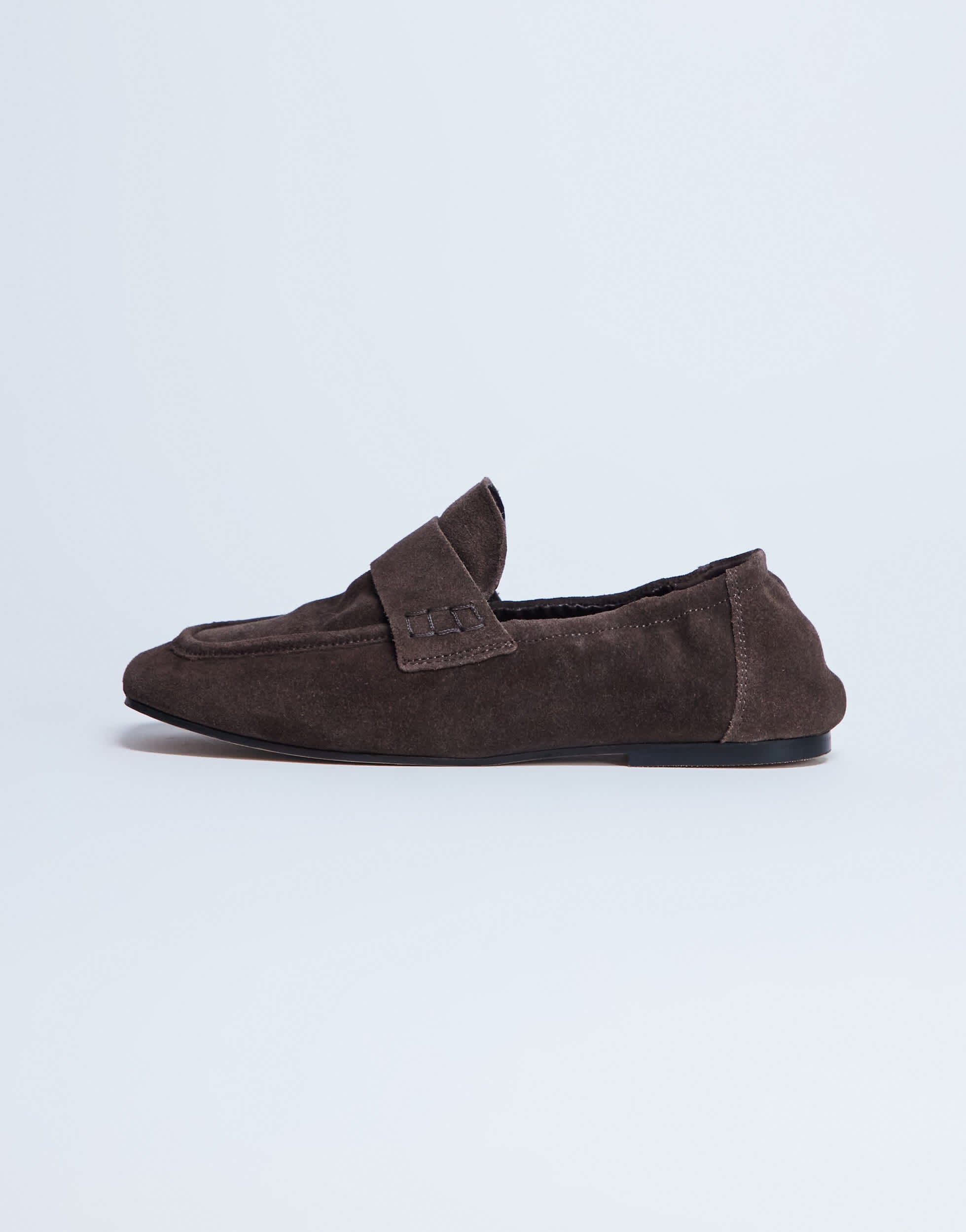 Mocassin Topshop Brooks en cuir suédé véritable couleur chocolat, à talon froncé