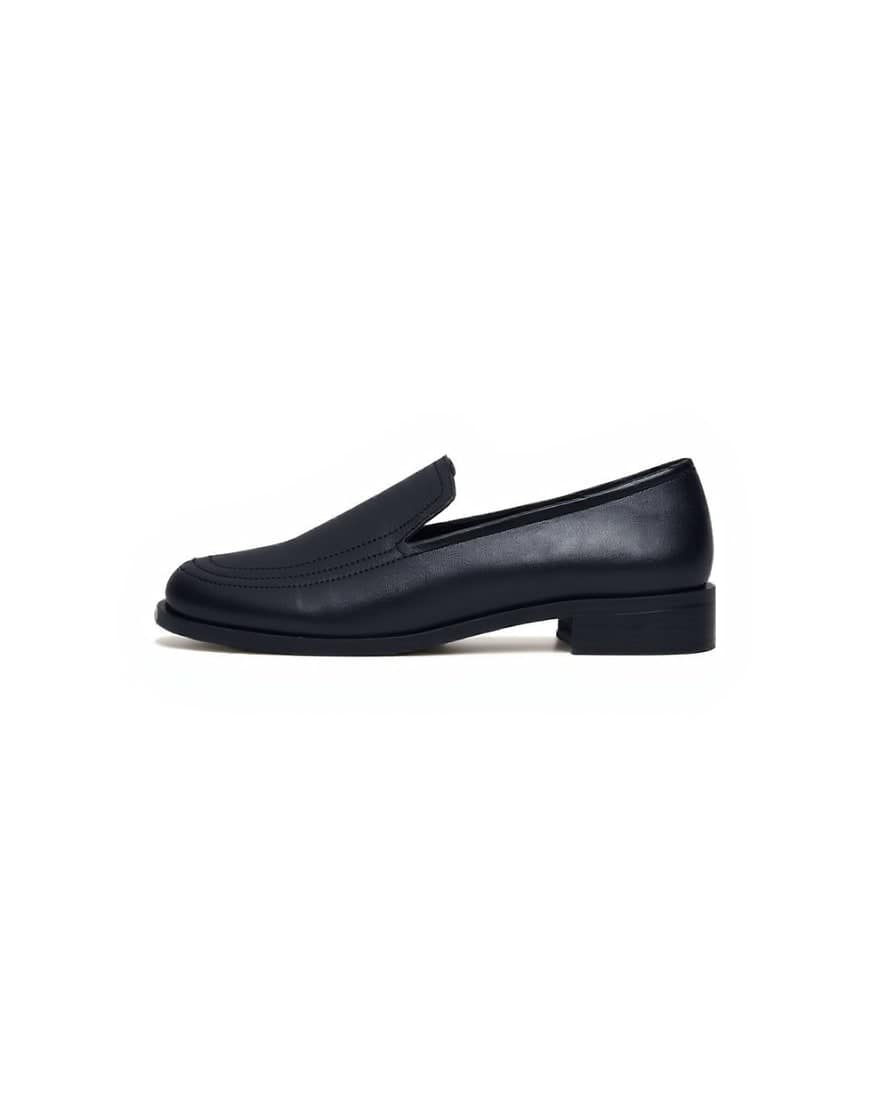 Topshop Corrie real leather flat shoe loafer in black