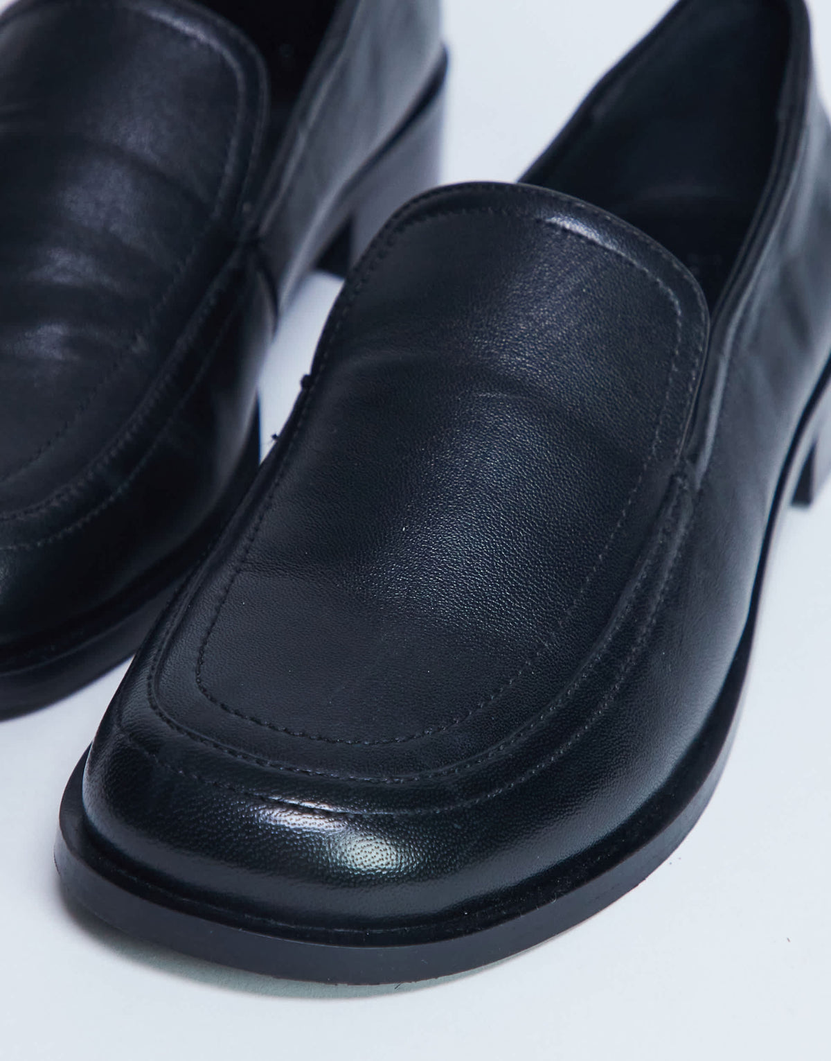 Topshop Corrie real leather flat shoe loafer in black