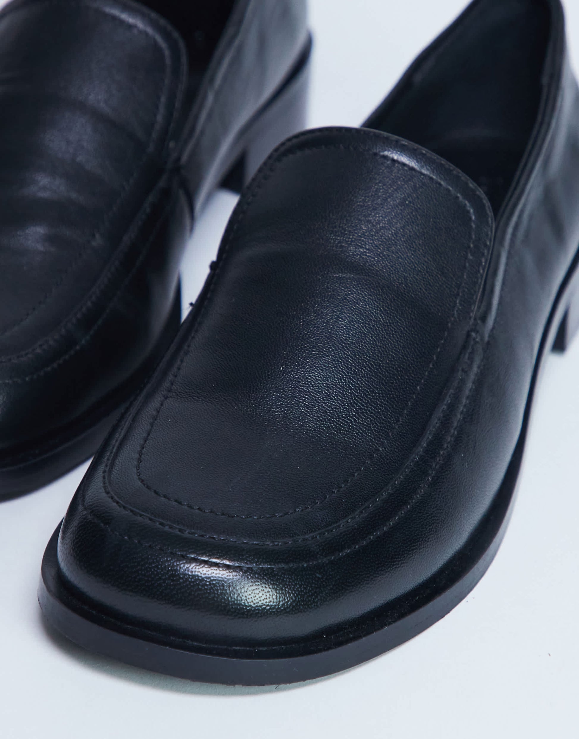 Topshop Corrie real leather flat shoe loafer in black