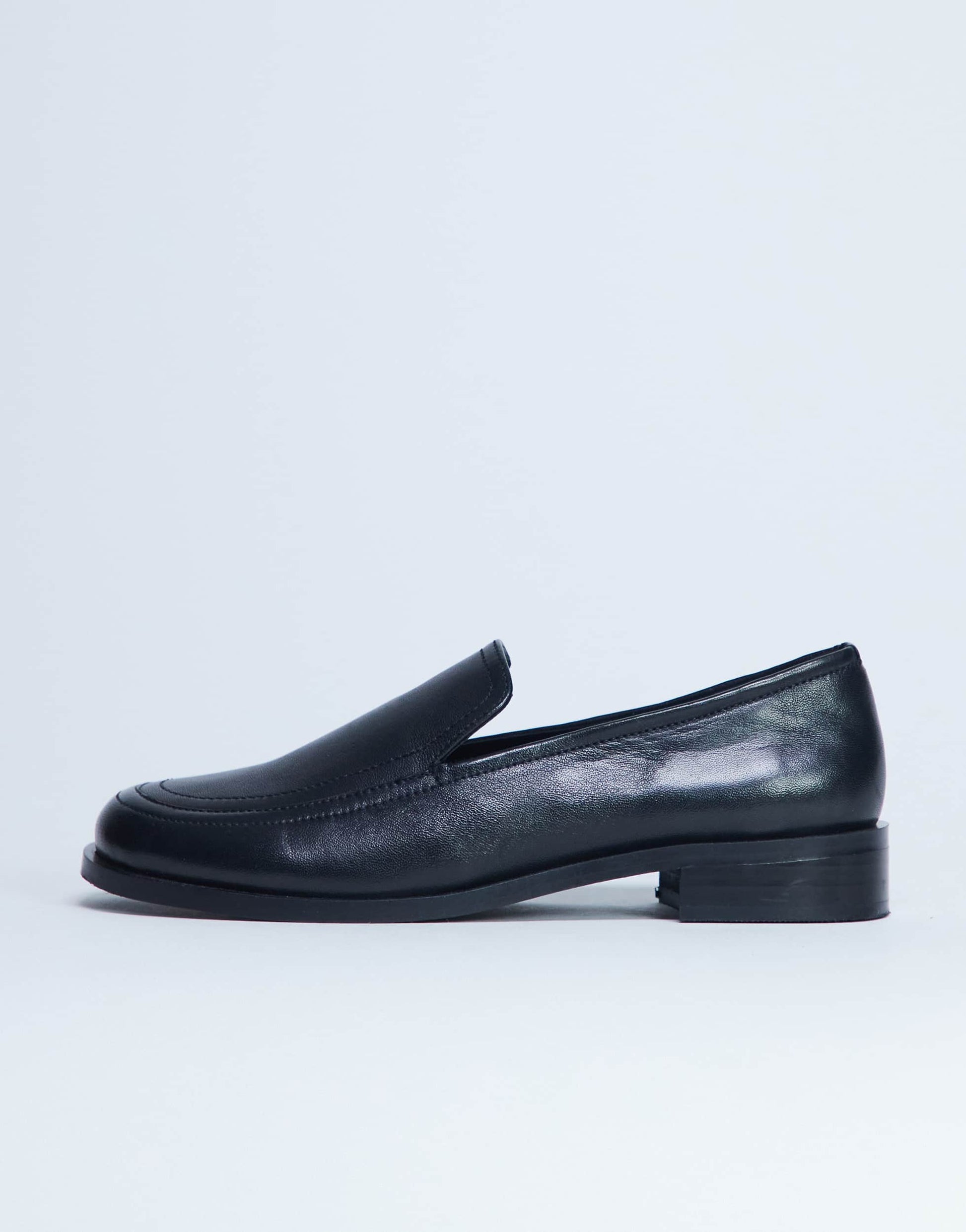 Topshop Corrie real leather flat shoe loafer in black