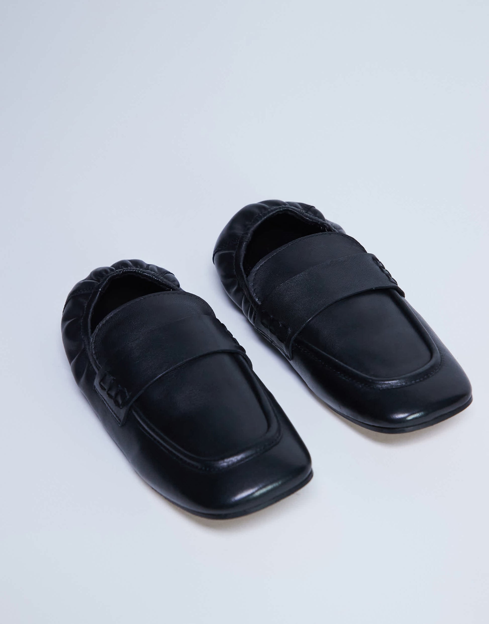 Topshop Brooks ruched back real leather loafer in black