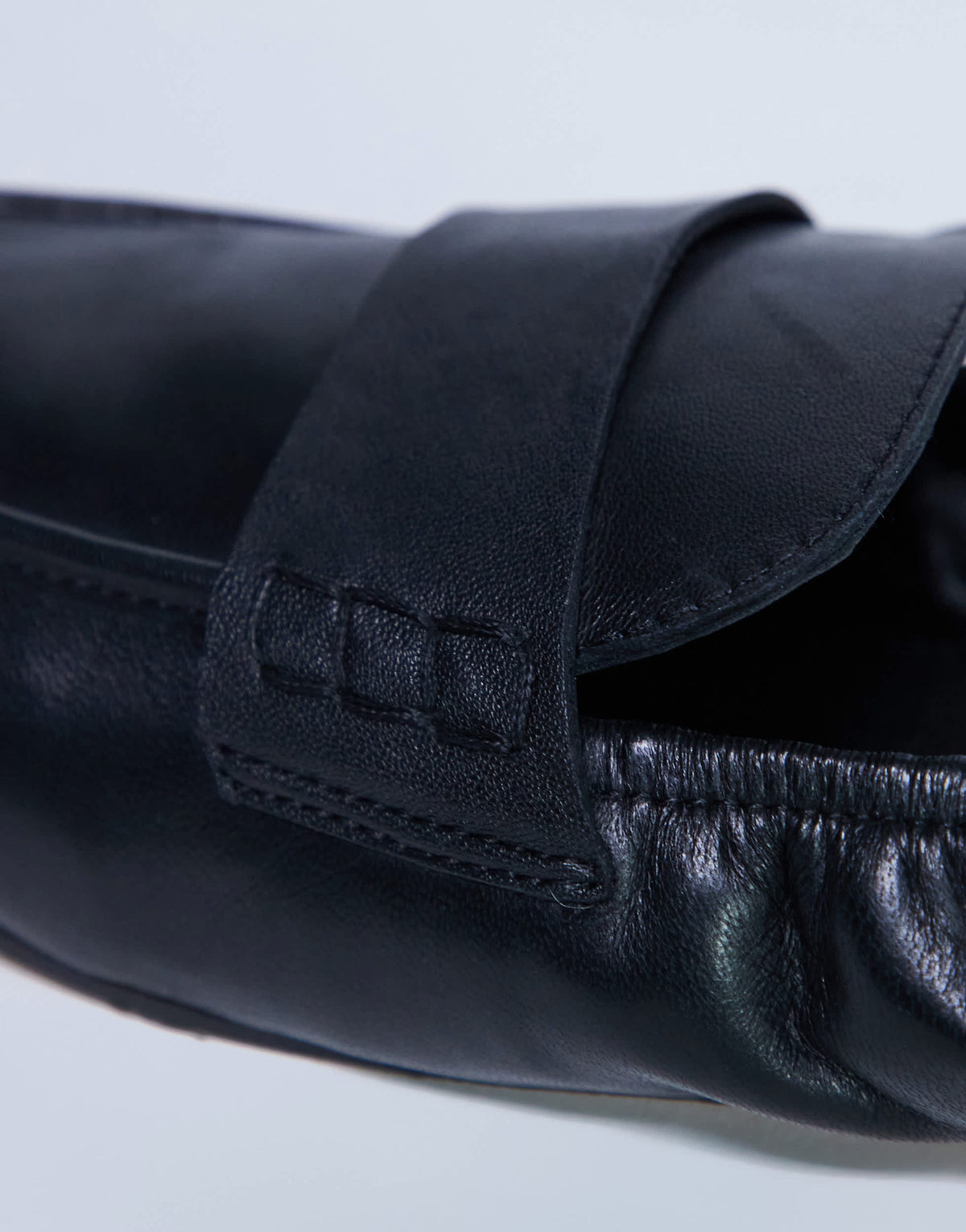 Topshop Brooks ruched back real leather loafer in black