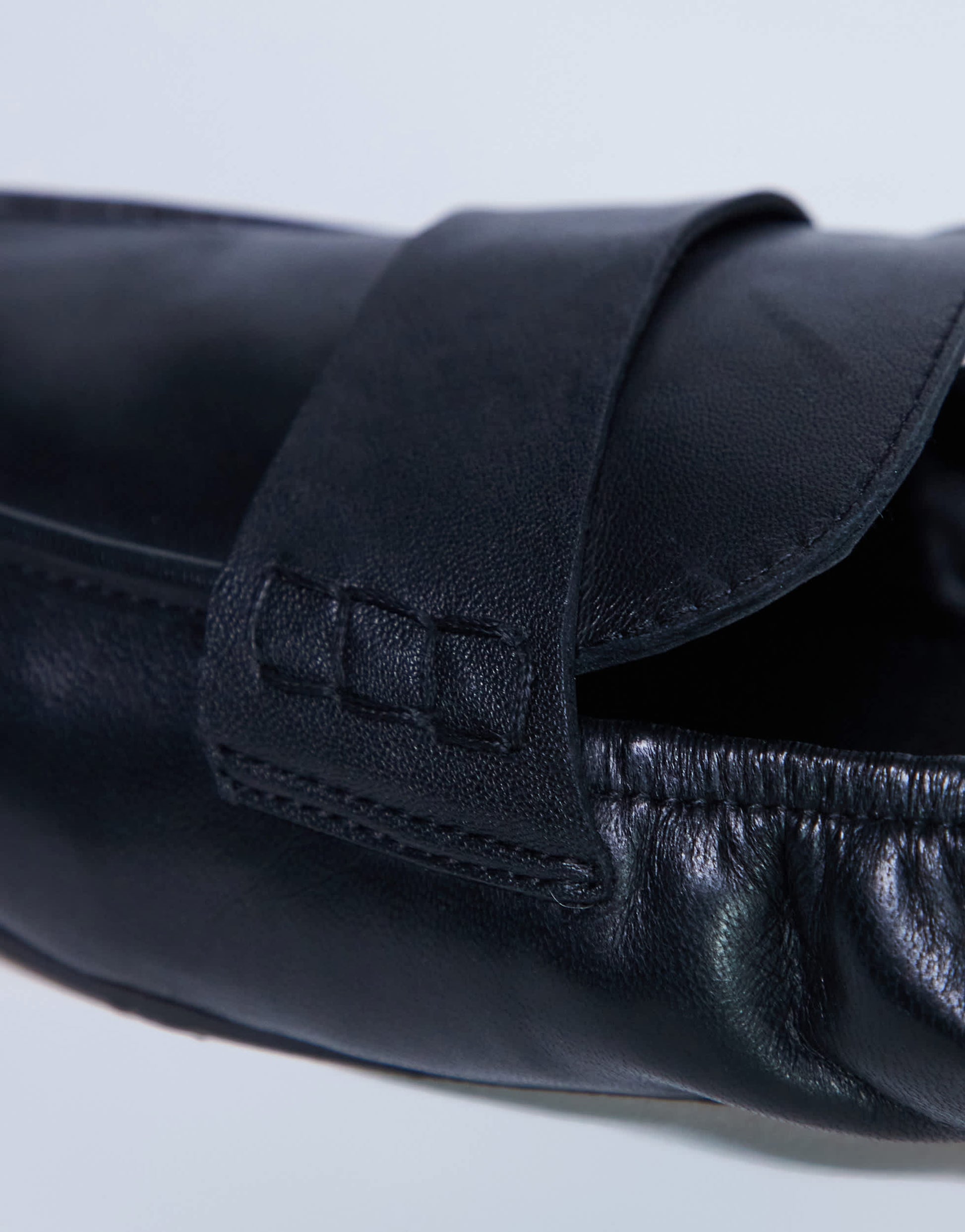 Topshop Brooks ruched back real leather loafer in black