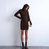 Topshop Strickkleid mit Rundhalsausschnitt und Knopfleiste in Schokoladenbraun