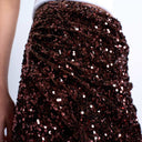 Topshop Samt-Pailletten-Minirock in Schokoladenbraun