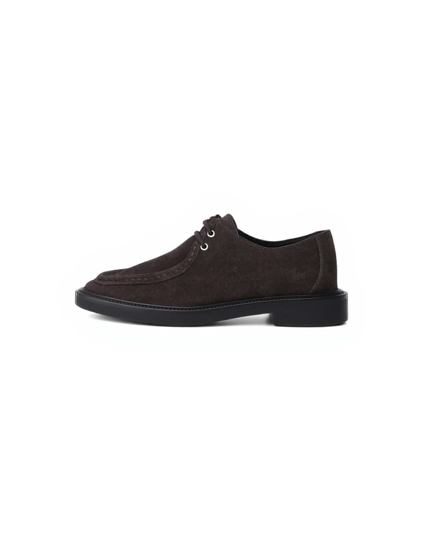 Topshop Banks suede leather lace up shoe in chocolate