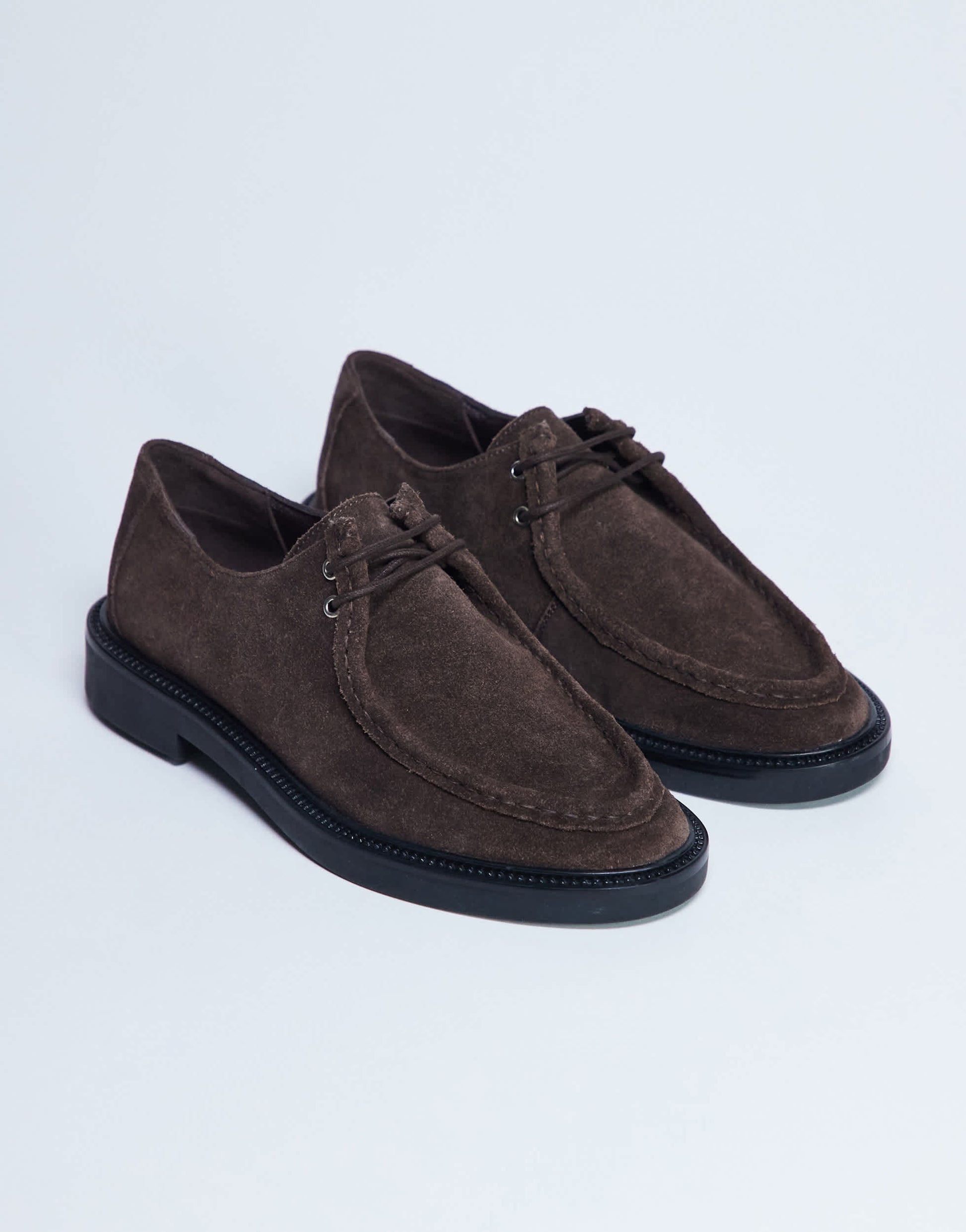 Topshop Banks suede leather lace up shoe in chocolate