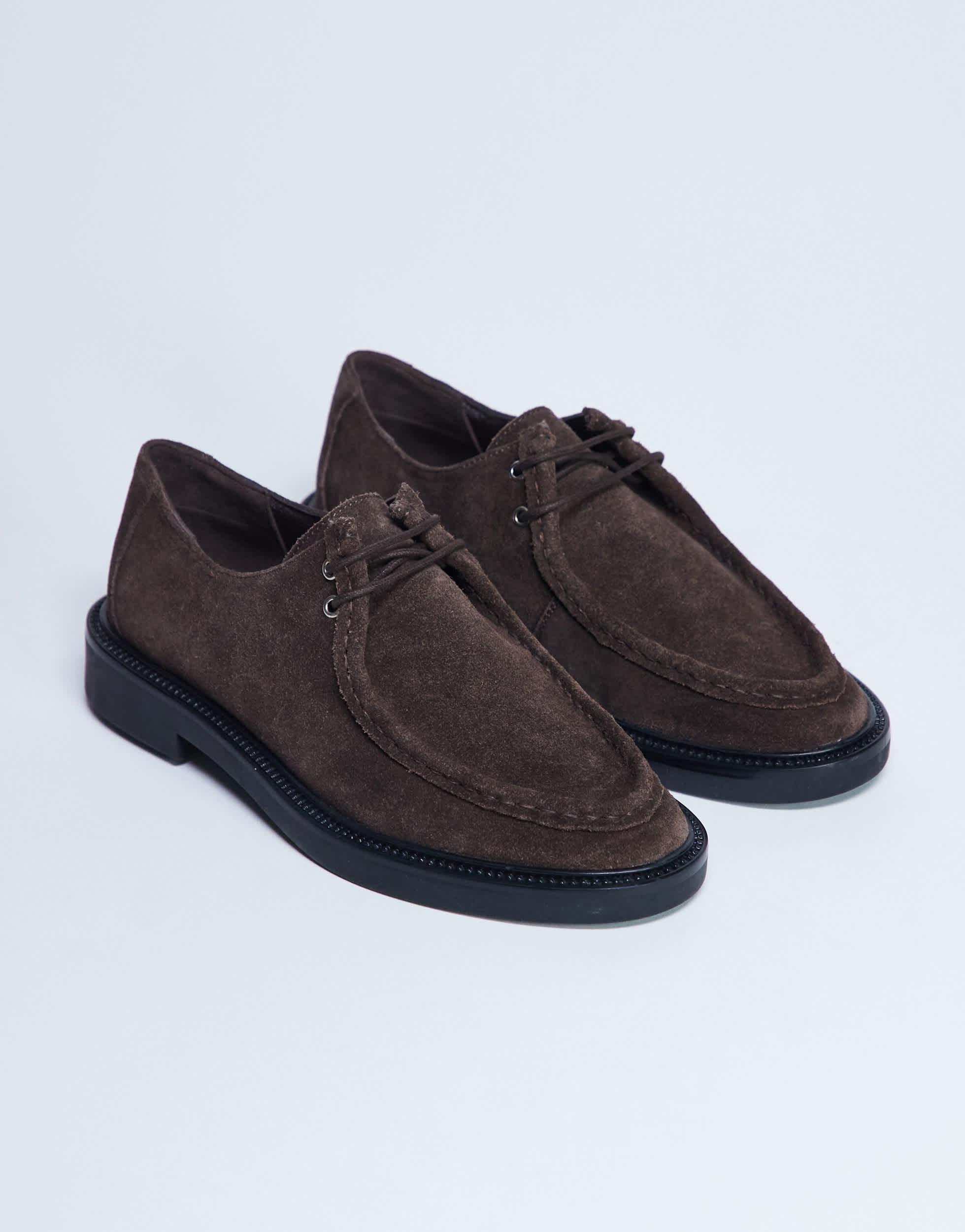 Topshop Banks suede leather lace up shoe in chocolate