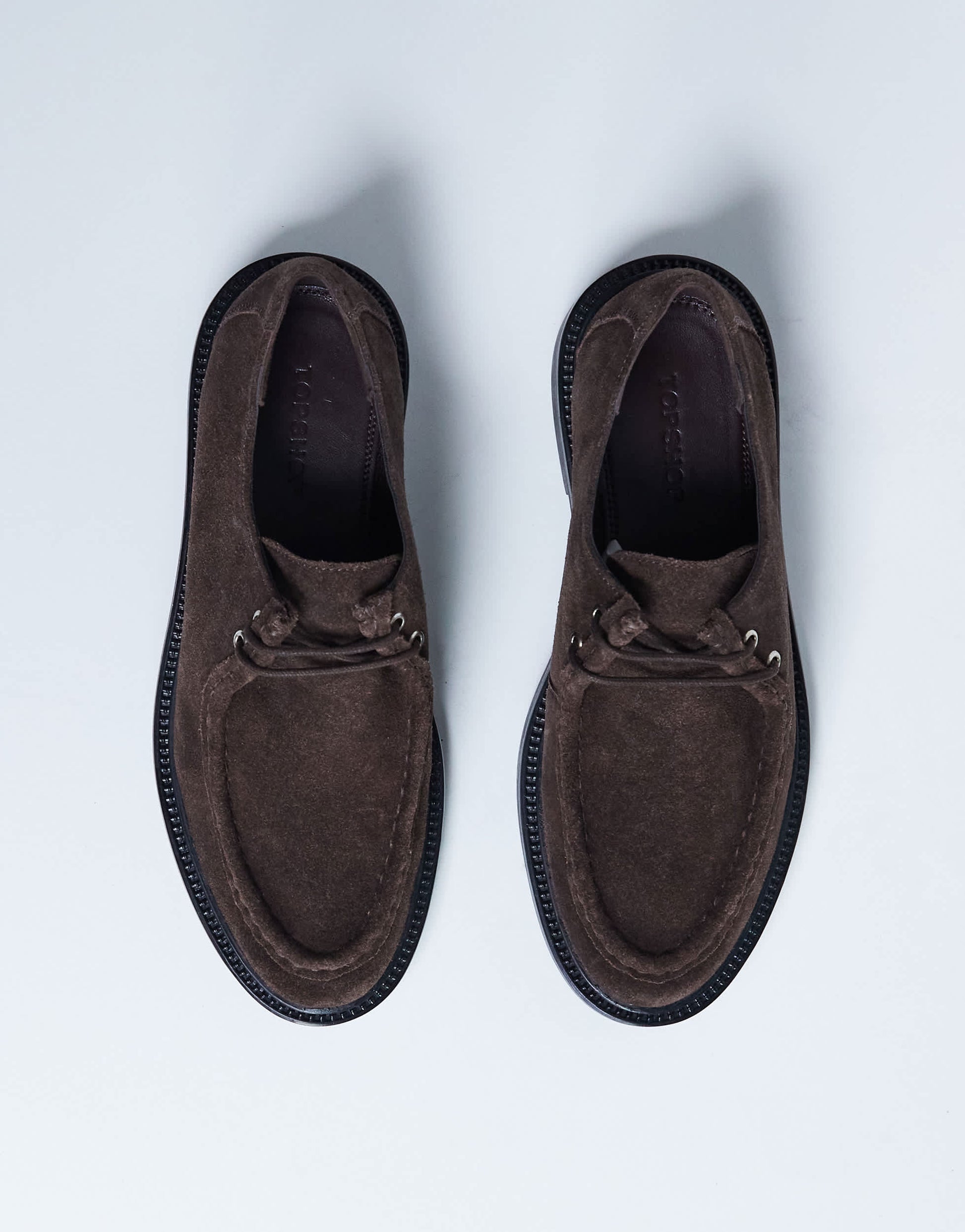Topshop Banks suede leather lace up shoe in chocolate
