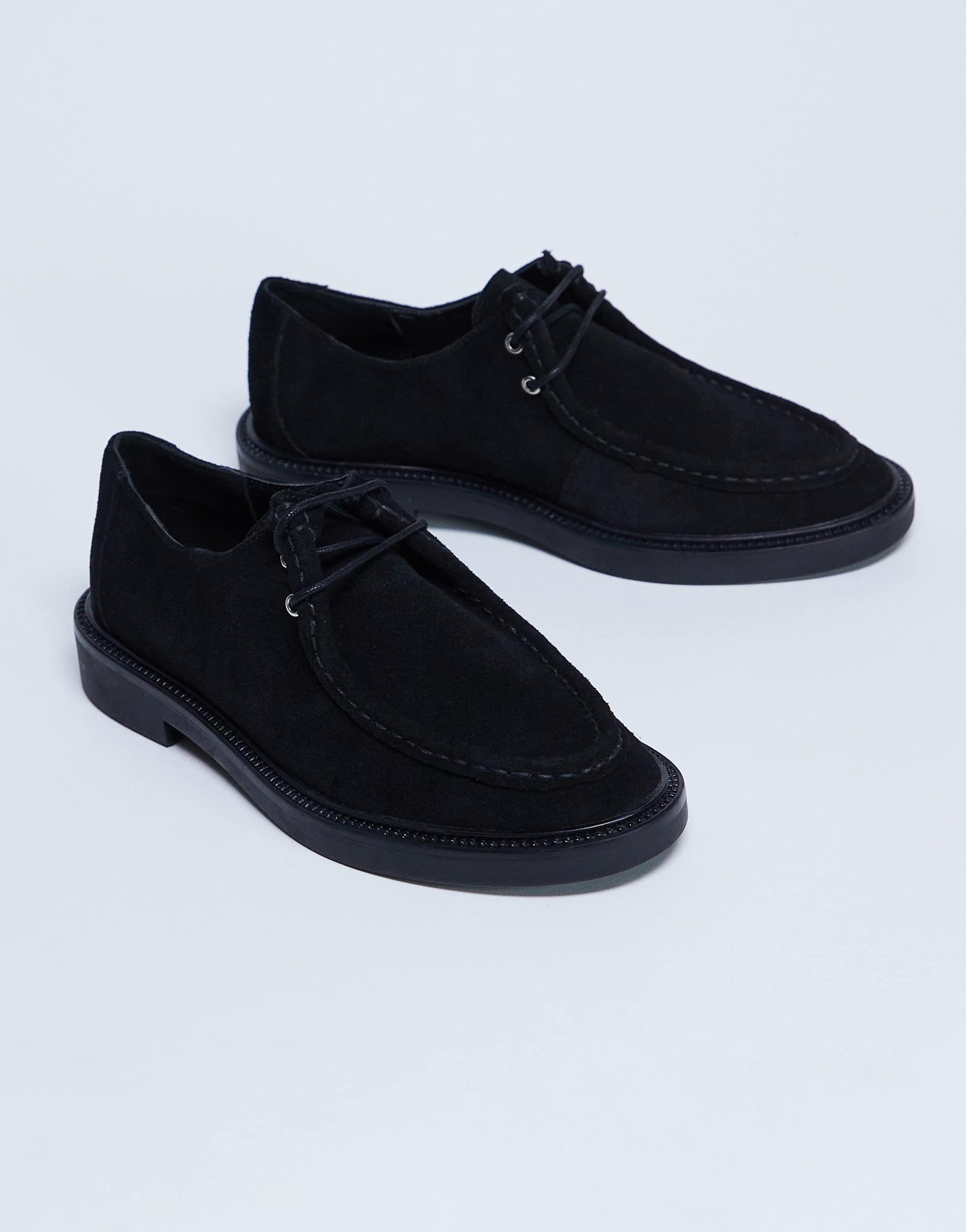 Topshop Banks real suede leather lace up shoe in black