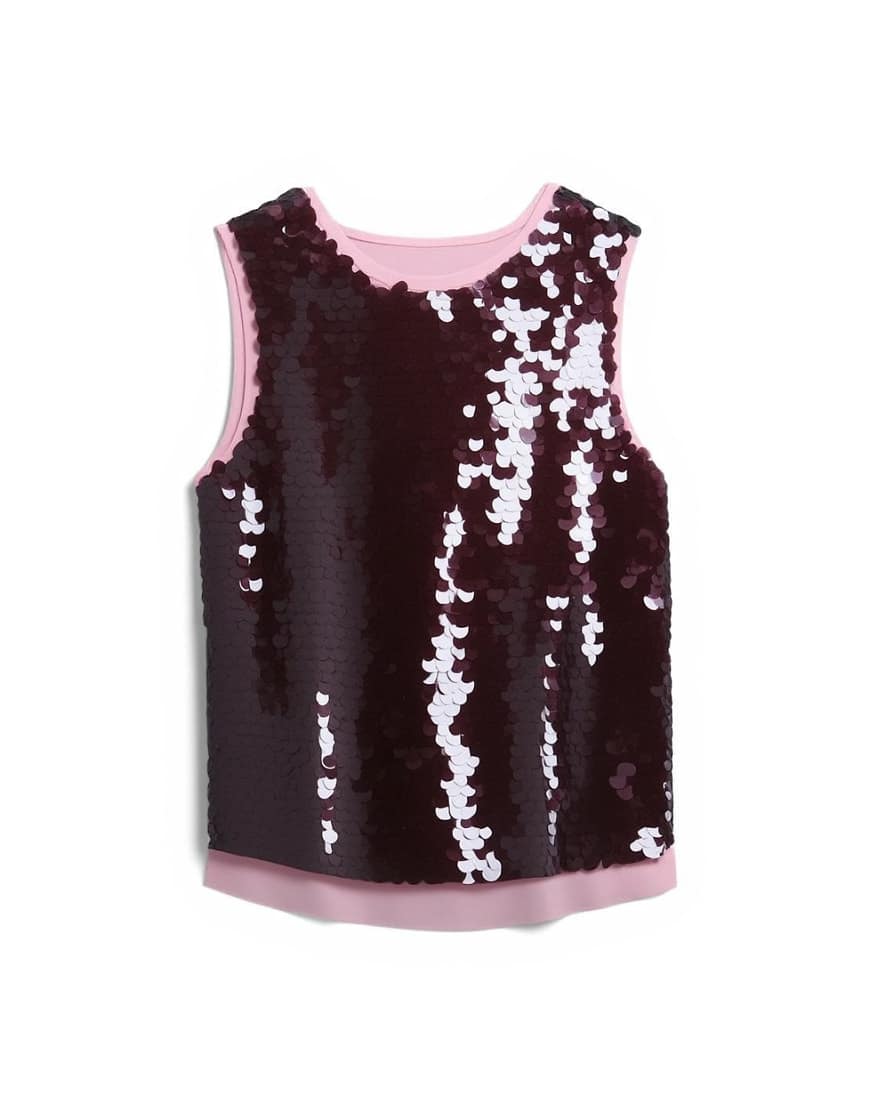 Topshop co-ord sequin contrast shell top in wine