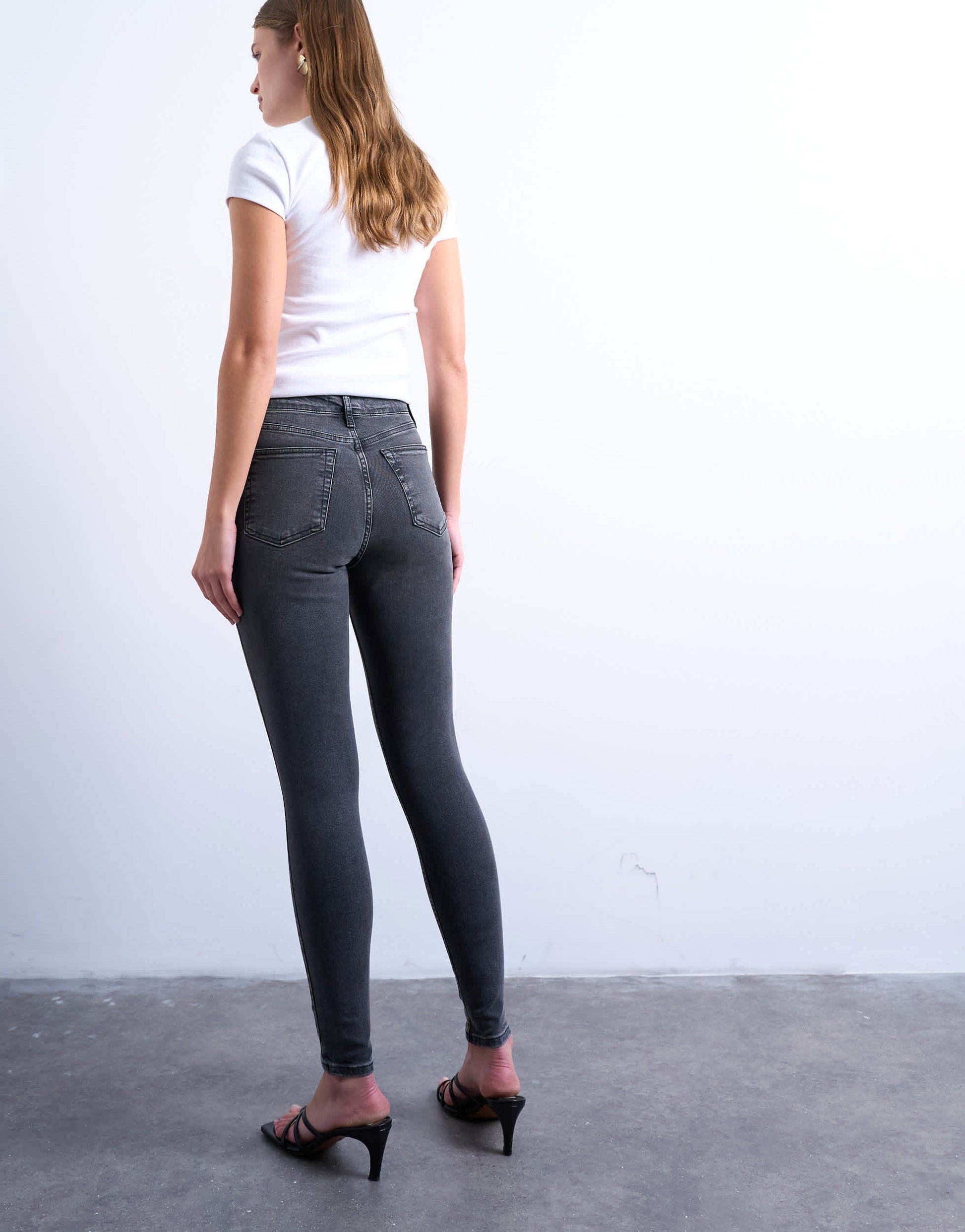 Topshop high rise skinny jean in washed black