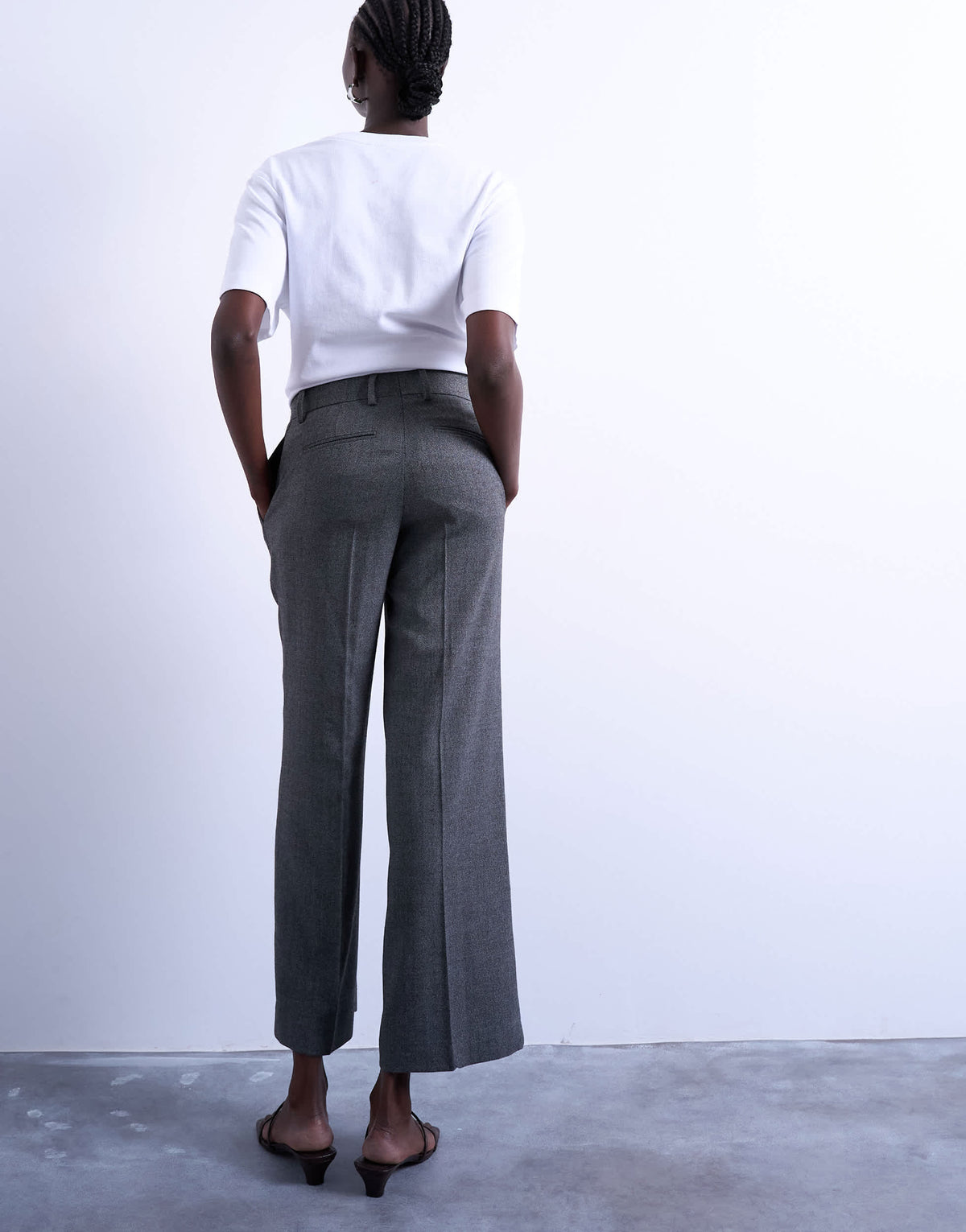 Topshop low slung slouchy straight leg trouser in grey