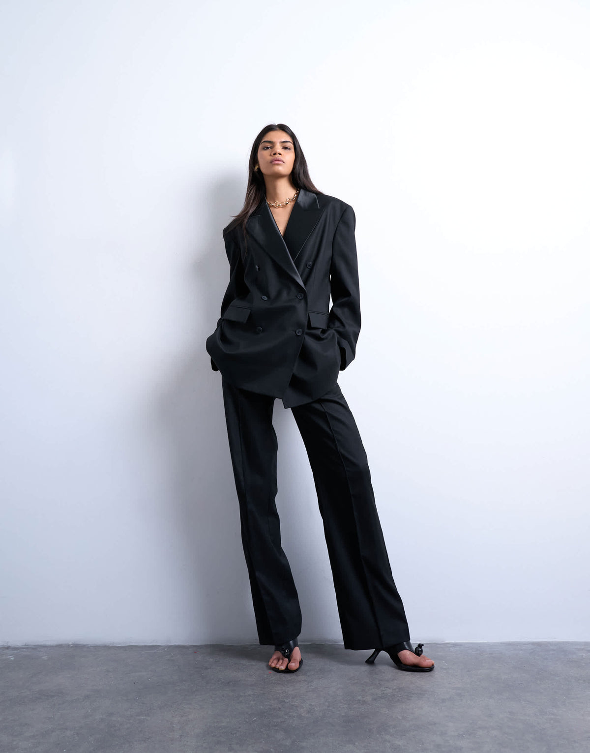 Topshop slim straight leg mid rise suit trouser co ord in black