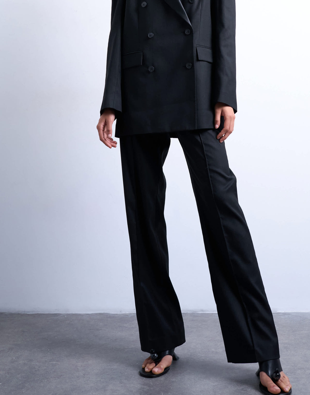 Topshop slim straight leg mid rise suit trouser co ord in black