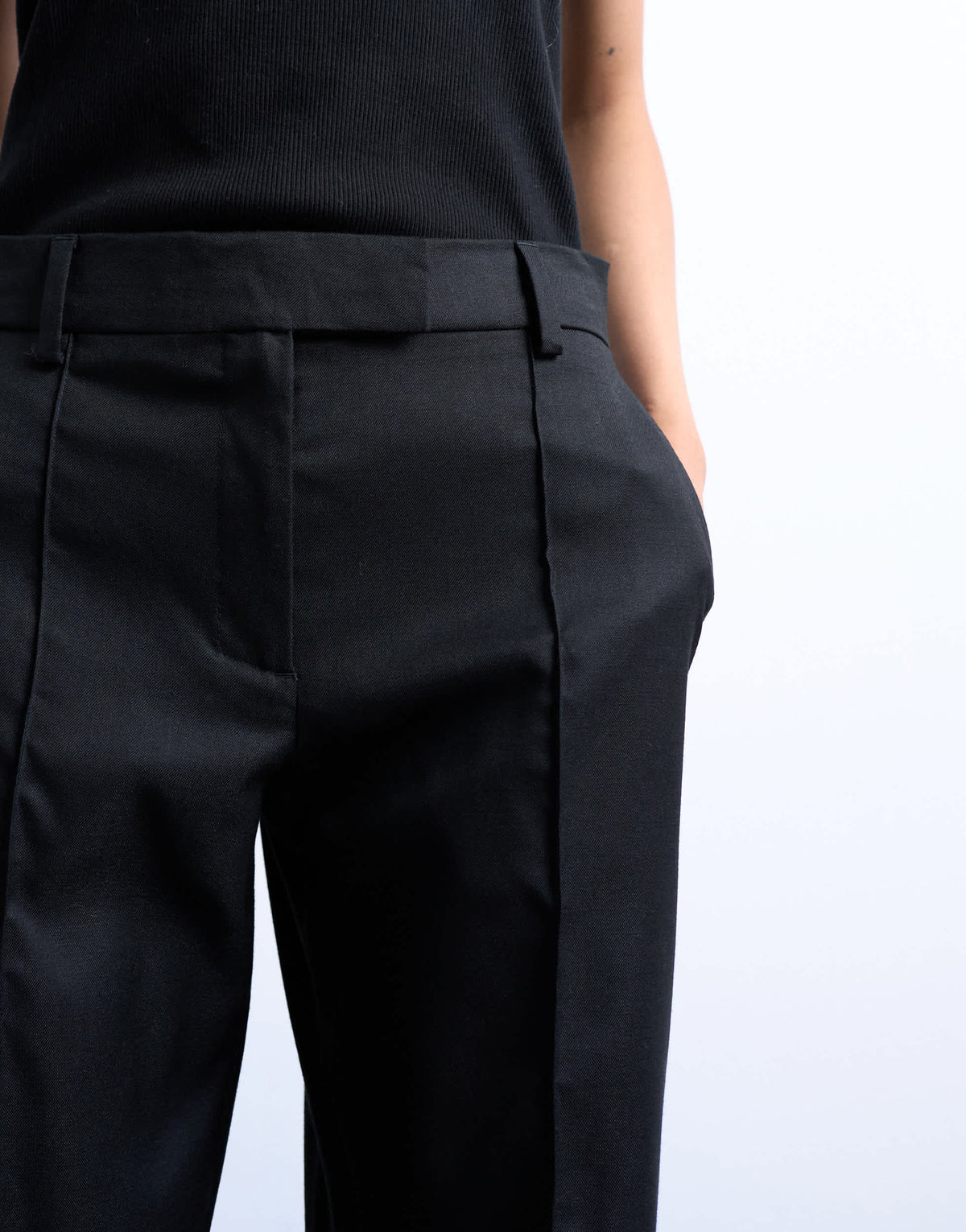 Topshop slim straight leg mid rise suit trouser co ord in black