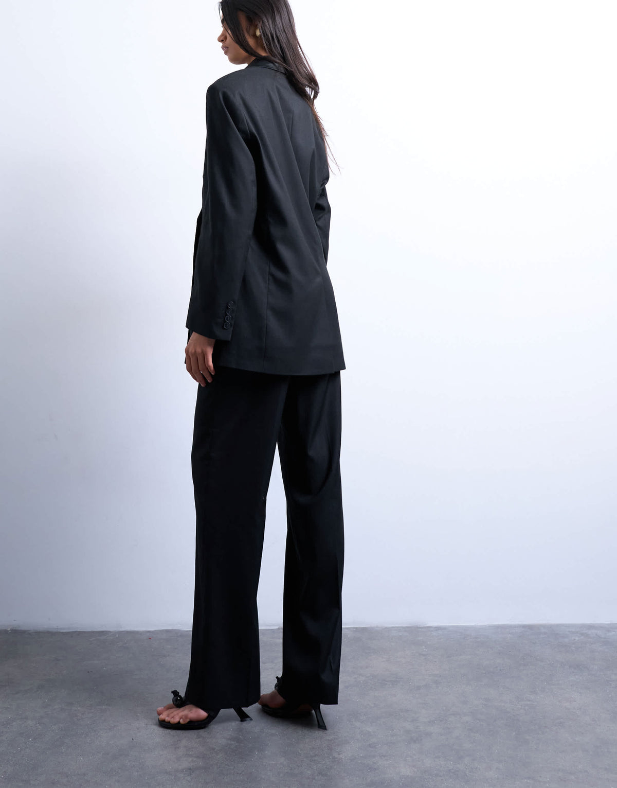 Topshop slim straight leg mid rise suit trouser co ord in black